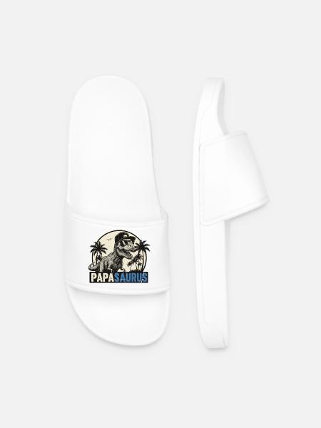 Papasaurus – Cool T-Rex Father Design - Men’s Pool Sliders - white