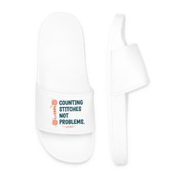 Counting Stitches Not Problems Crochet Lover - Men’s Pool Sliders - white - Front