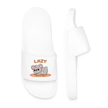 Koala Lazy on wooden mat - Men’s Pool Sliders - white - Front