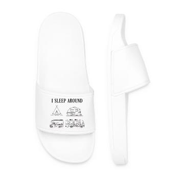 I sleep on the road road trip camper - Men’s Pool Sliders - white - Front