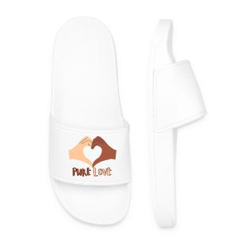 Pure Love Heart Hand Design - Men’s Pool Sliders - white - Front