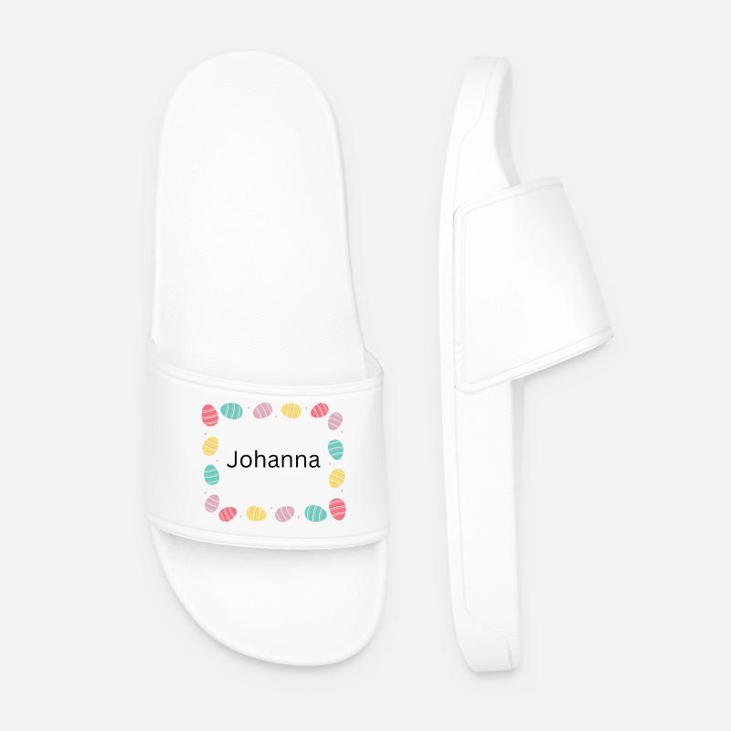 Pastel Egg Frame Pattern Johanna - Men’s Pool Sliders - white