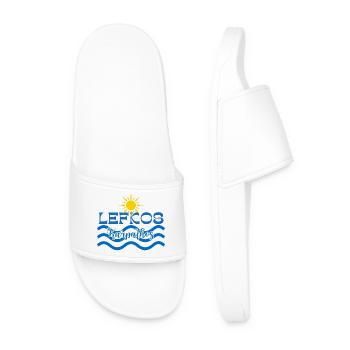 Lefkos Karpathos Sonnenwellen-Logo - Männer Badelatschen - Weiß - Vorne