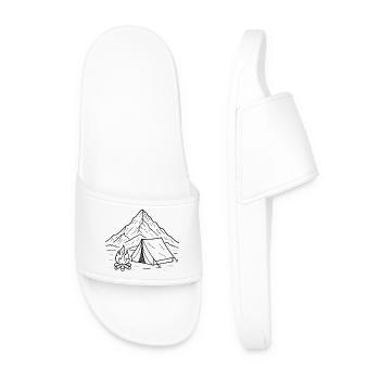 Mountain camping night silhouette - Men’s Pool Sliders - white - Front