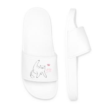 Yoga Cat - Men’s Pool Sliders - white - Front