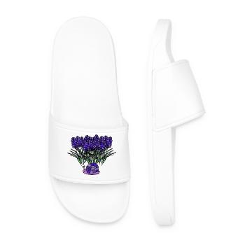 Lavender Snail Retro Children's Flowers - Men’s Pool Sliders - white - Front