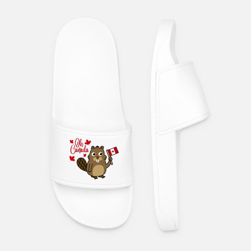 Oh Kanada-Biber-Flaggenbär - Männer Badelatschen - Weiß