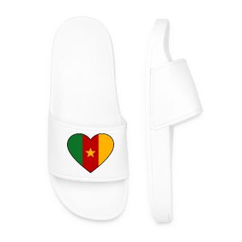 Cœur du drapeau du Cameroun - Claquettes Homme - blanc - Devant