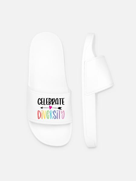 LGBT Pride Month - Celebrate Diversity - Men’s Pool Sliders - white