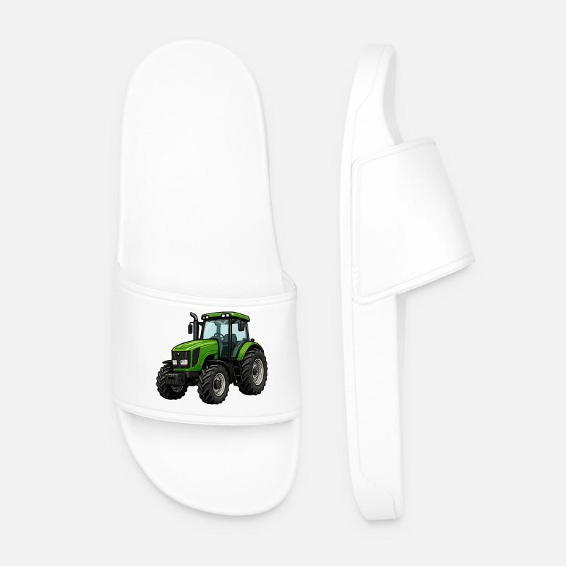 Grüner Traktor Kraftvoll Design - Männer Badelatschen - Weiß