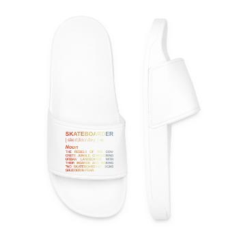 Skateboarder Meaning - Men’s Pool Sliders - white - Front