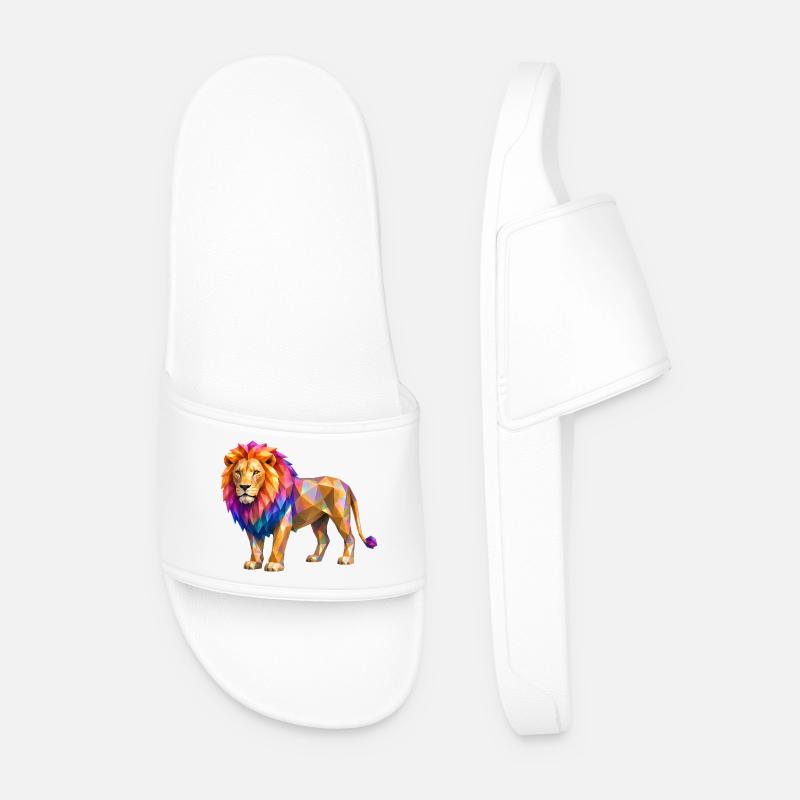 Explosion de couleur de lion polygonal - Claquettes Homme - blanc