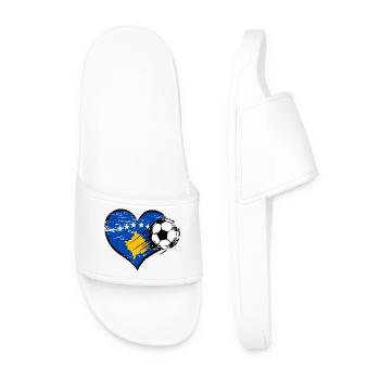Flag football du Kosovo avec le cœur utilisé - Claquettes Homme - blanc - Devant