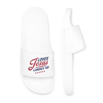 J’aime aussi Jésus et l’Amérique - Claquettes Homme - blanc - Devant
