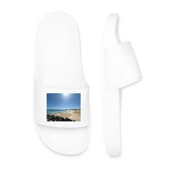 Beach in the sun: blue and sand - Men’s Pool Sliders - white - Front