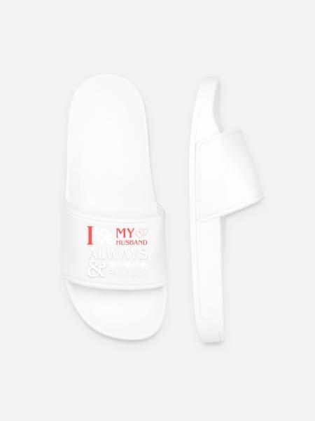 I Love My Husband Romantic Gift - Men’s Pool Sliders - white