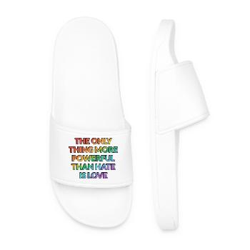 Powerful Love Over Hate - Men’s Pool Sliders - white - Front