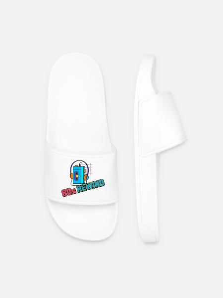 80s Rewind Cassette Headphones - Men’s Pool Sliders - white