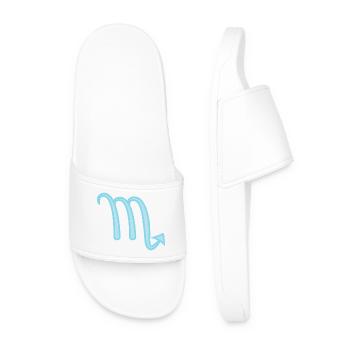 Scorpio Zodiac Sign Symbol Pastel Blue - Men’s Pool Sliders - white - Front