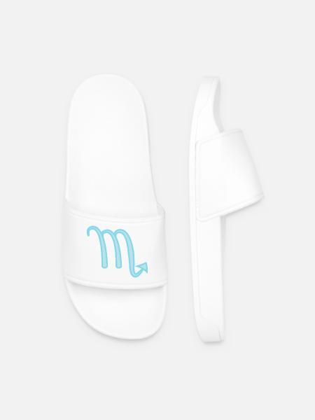 Skorpion-Sternzeichen Pastellblau - Männer Badelatschen - Weiß