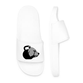 dynamic bear head with kettlebell - Men’s Pool Sliders - white - Front