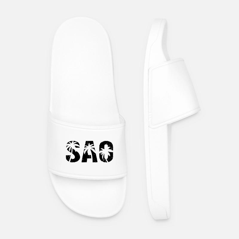 Sao Beach Palm Trees - Men’s Pool Sliders - white