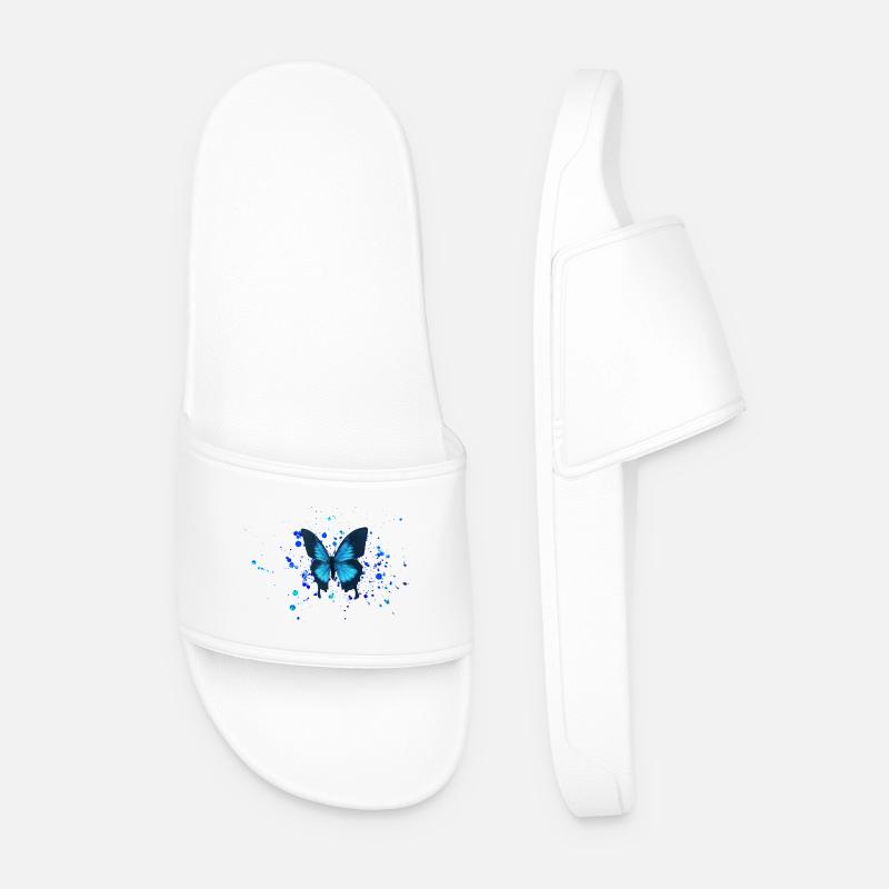 Blue sky moth butterfly - Men’s Pool Sliders - white