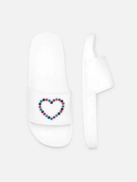 Heart of flowers - Men’s Pool Sliders - white