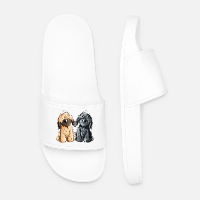 Briard Duo - Schwarz - Fauve - Hund - Geschenk - Männer Badelatschen - Weiß