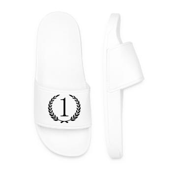 Winner wreath laurel wreath around first number 1 - Men’s Pool Sliders - white - Front
