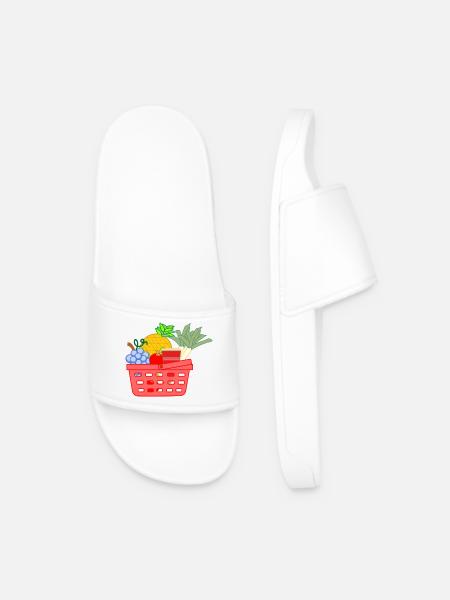 Shopping basket with fruit and vegetables - Men’s Pool Sliders - white