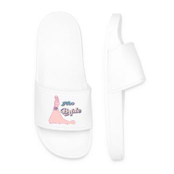 the bride retro pink typographie and silhouette - Men’s Pool Sliders - white - Front