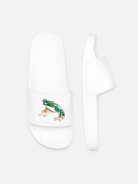 Tree Frog Graphic Aquatic Amphibian Frog Lovers - Men’s Pool Sliders - white