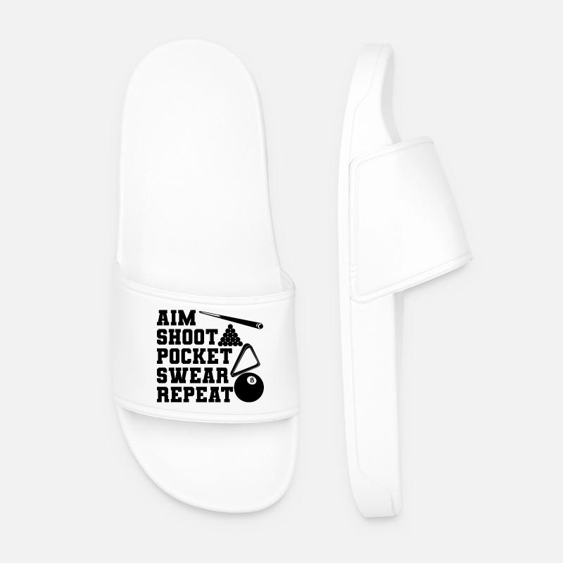 Aim Shoot Sink Repeat - Men’s Pool Sliders - white