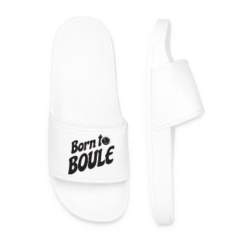 Born to Boule saying for Bouler and Petanque - Men’s Pool Sliders - white - Front