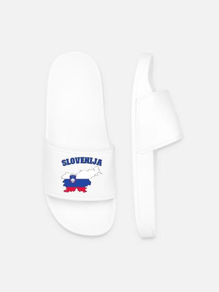 Slovenia Flag Map - Men’s Pool Sliders - white