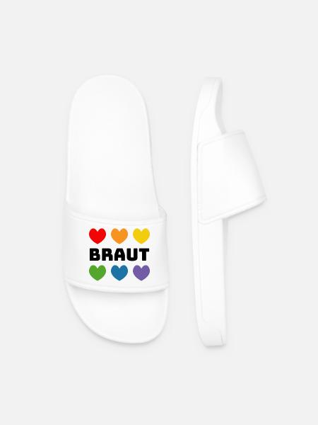 Regenbogenherzchen Braut schwarz - Männer Badelatschen - Weiß