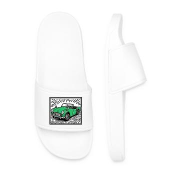 Green Classic Car - Men’s Pool Sliders - white - Front