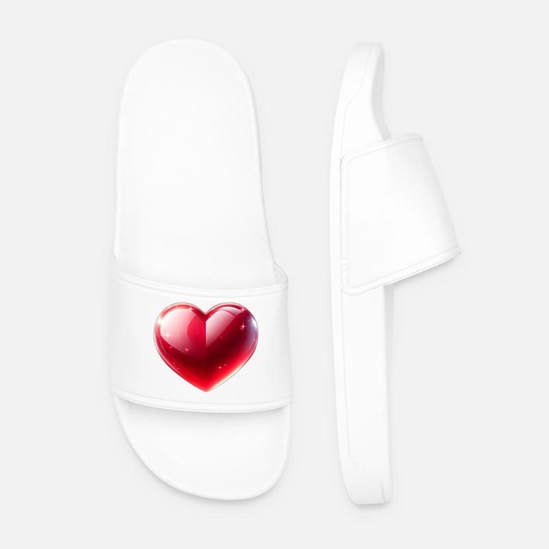 Herz - Männer Badelatschen - Weiß