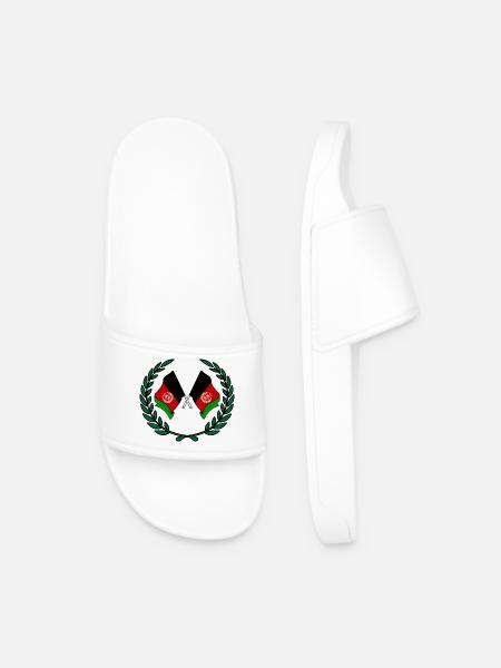 Flags Afghanistan in laurel wreath - Men’s Pool Sliders - white
