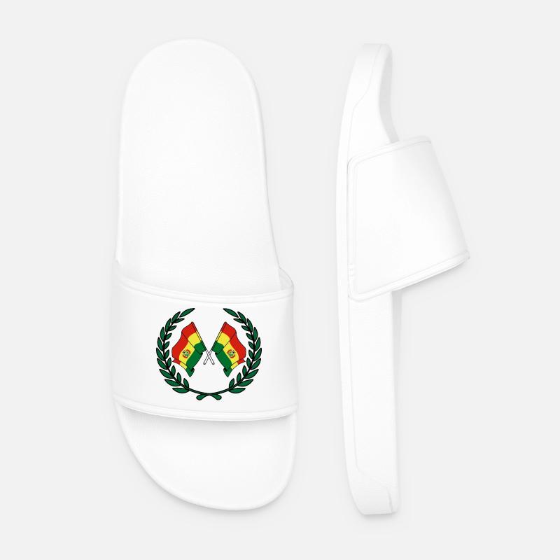Flags Bolivia in laurel wreath - Men’s Pool Sliders - white