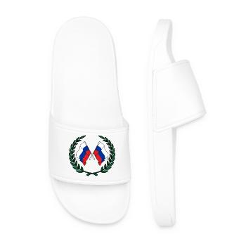 Drapeaux de la Russie en couronne de laurier - Claquettes Homme - blanc - Devant