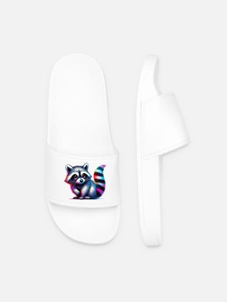 Raccoon - Men’s Pool Sliders - white