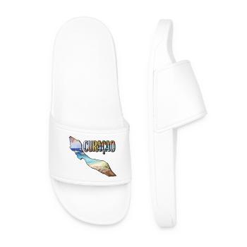 Watercolor Map Curacao - Men’s Pool Sliders - white - Front