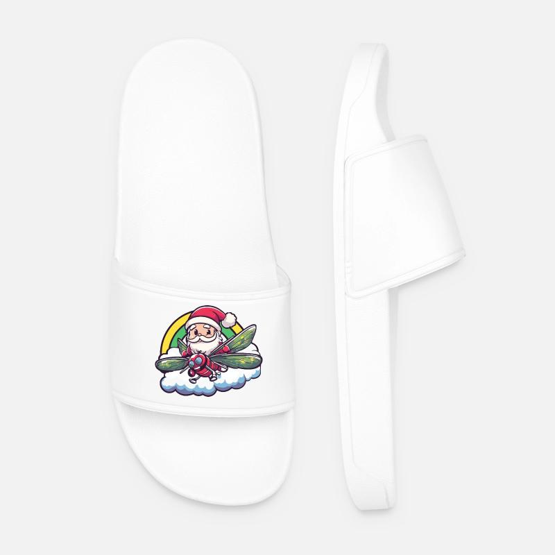 Libelle Weihnachtsmann Regenbogen - Männer Badelatschen - Weiß