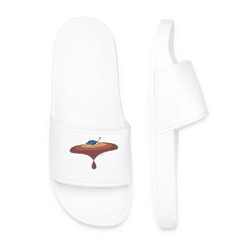 Leaf on the water with drops - Men’s Pool Sliders - white - Front