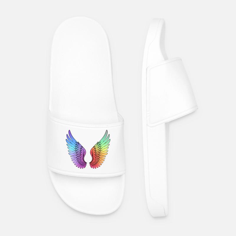 Rainbow Gradient Wings - Men’s Pool Sliders - white