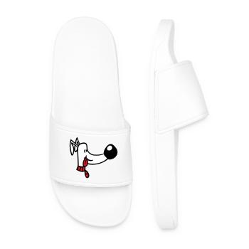 Dog Face Funny Cute Tongue Sticking Out Head - Men’s Pool Sliders - white - Front