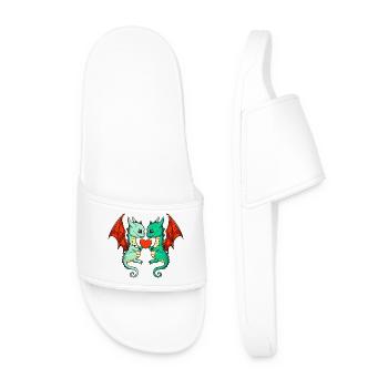 Dragon Couple Valentine's Day - Men’s Pool Sliders - white - Front