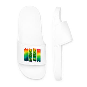 Grow Hanfblatt Brushdesign im Reggae-Stil - Männer Badelatschen - Weiß - Vorne